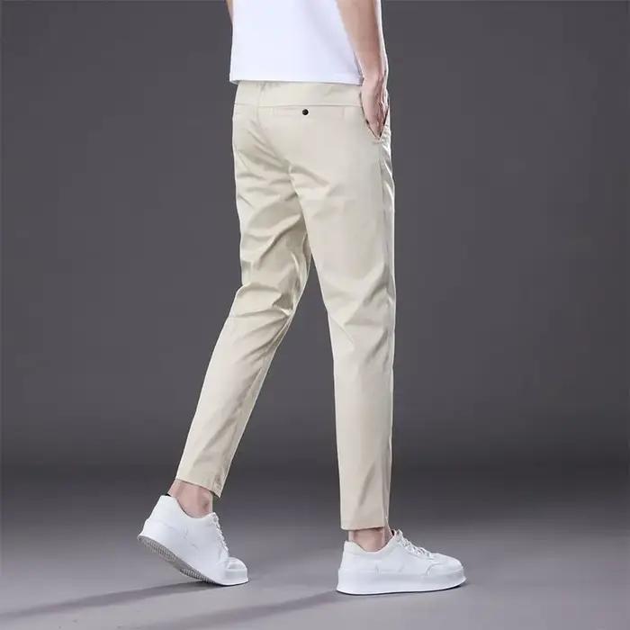 2025 nouveau été cheville longueur pantalon hommes coupe droite mode mince marque vêtements couleur