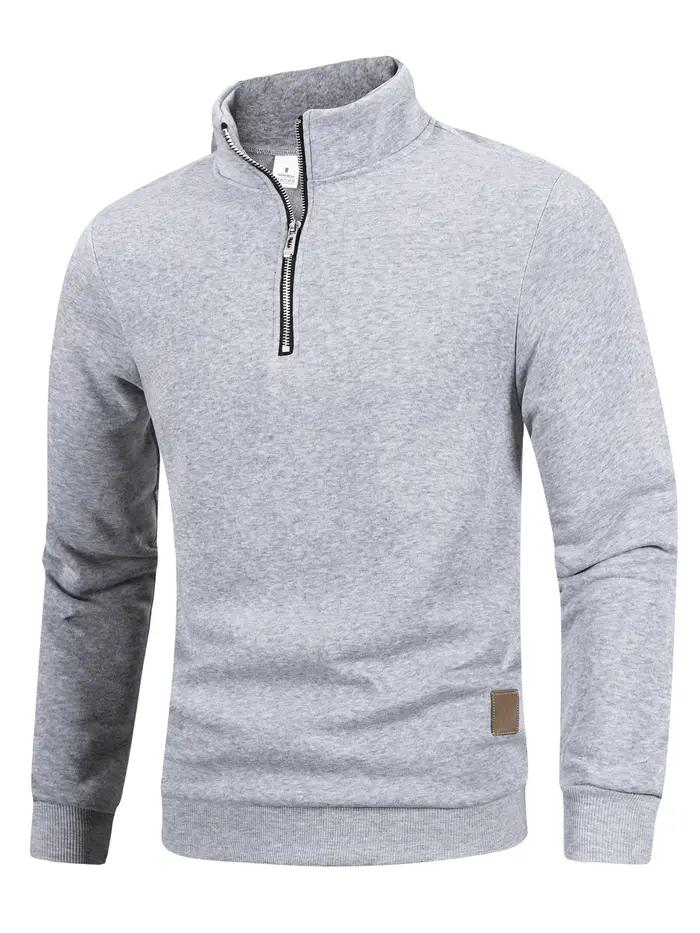 Automne hommes pull à fermeture éclair col roulé chandails chauds couleur unie à manches longues mod