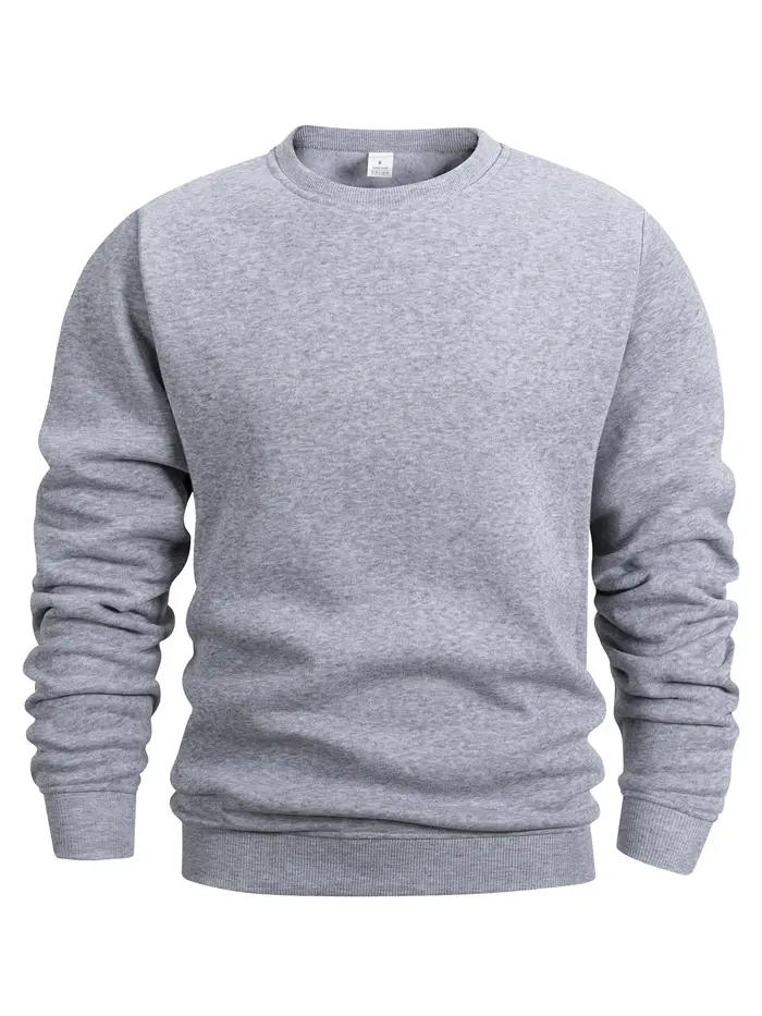 Sweat-shirt à col rond pour hommes, couleur unie, printemps, extérieur, décontracté, quotidien, manc