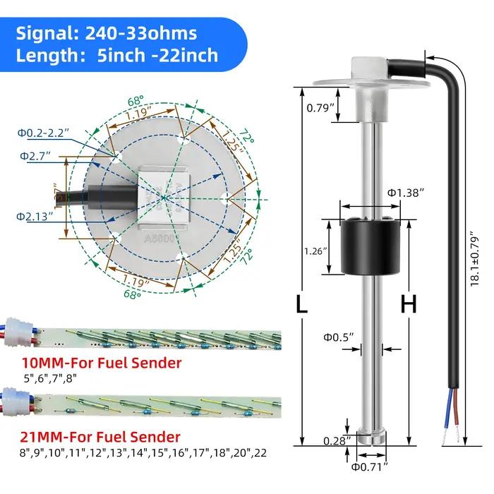 Capteur de niveau de carburant/eau pour bateau de voiture, pour compteurs de niveau de carburant 0-1