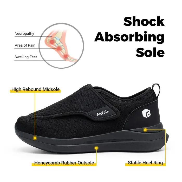 FitVille chaussures pour diabétiques Extra larges pour hommes pour personnes âgées pieds orthopédiqu