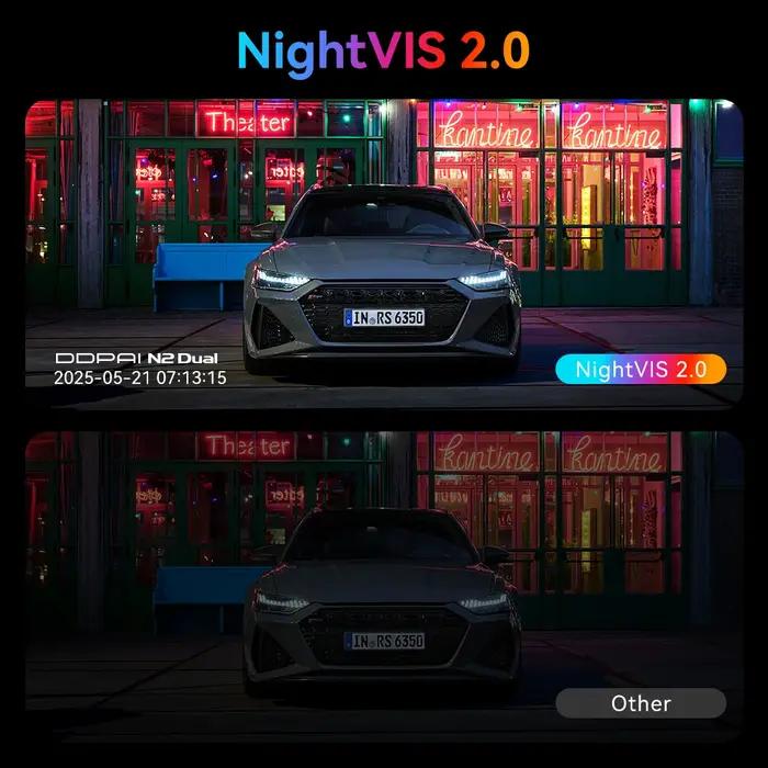 Caméra embarquée DDPAI N2, avant 1440P, arrière 1080P, HDR, GPS, ADAS, vision nocturne, avec superco