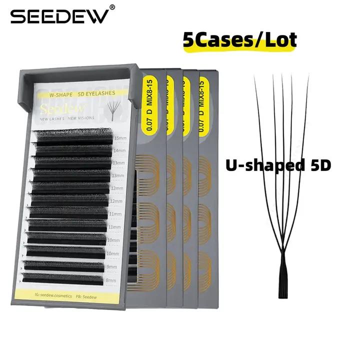SEEDEW 5 étuis/Lot Extensions de cils 5D en forme de U naturel doux 5D U cils Premium vison faux cil