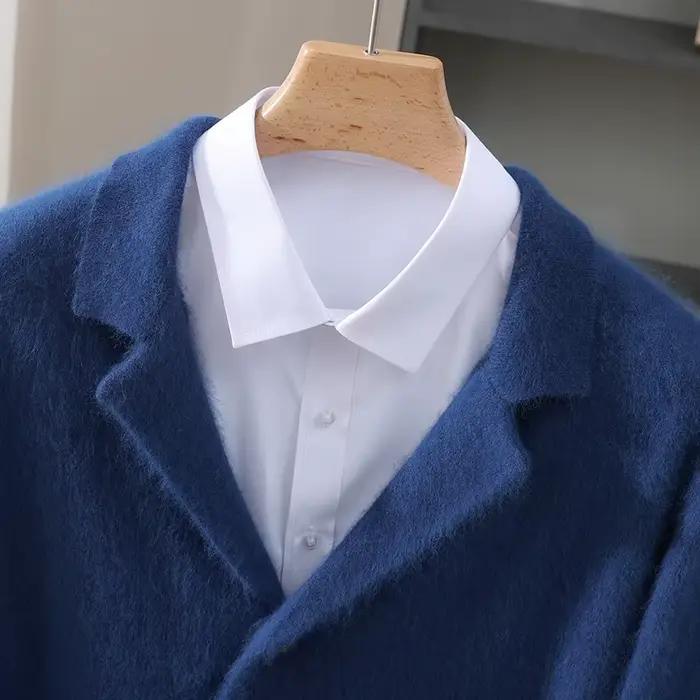 MVLYFLRT hommes 100% vison cachemire Cardigan épais tricot pull col de costume Premium chaud vêtemen