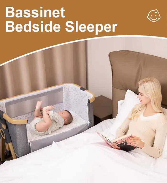 Lit bébé portable 3 en 1 pliable avec roues - Berceau vibrant réglable moustiquaire nouveau-né