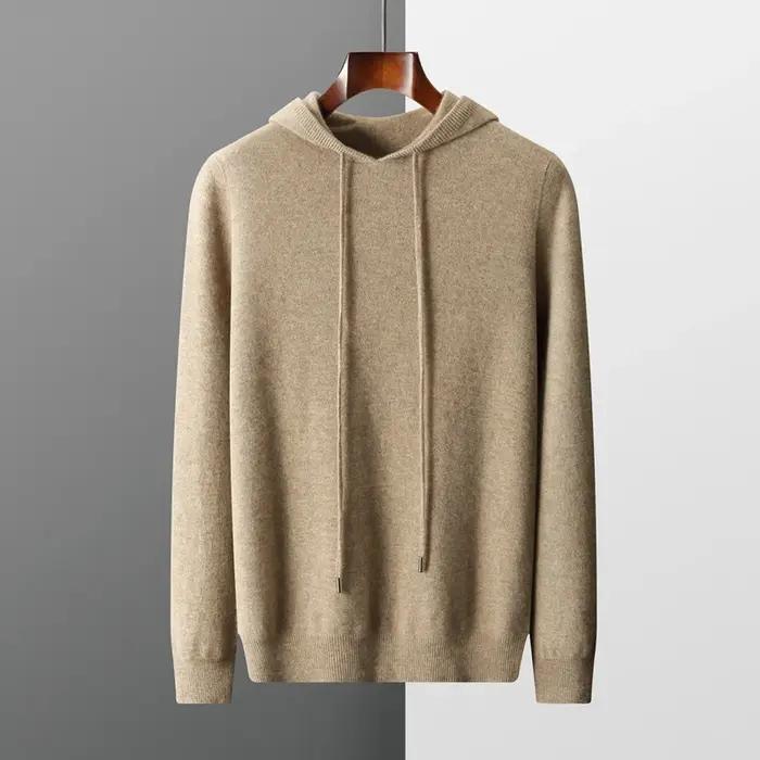 MVLYFLRT Sweat à capuche une pièce prêt à porter pour homme 100% laine mérinos pull tricoté chemise
