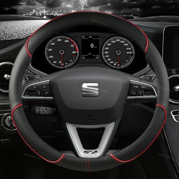 Housse de volant de voiture en cuir microfibre, 38cm, antidérapante, pour Seat Tarraco Arona Ateca I