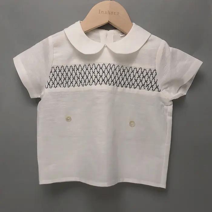 Ensemble de Boutique pour enfants, 2 pièces, smocks espagnol, en coton et lin, costume à manches cou
