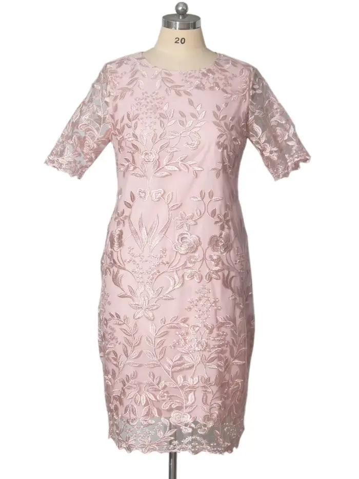 Robes d'été grande taille 4xl 5xl pour invités de mariage, manches courtes, dentelle florale, élégan