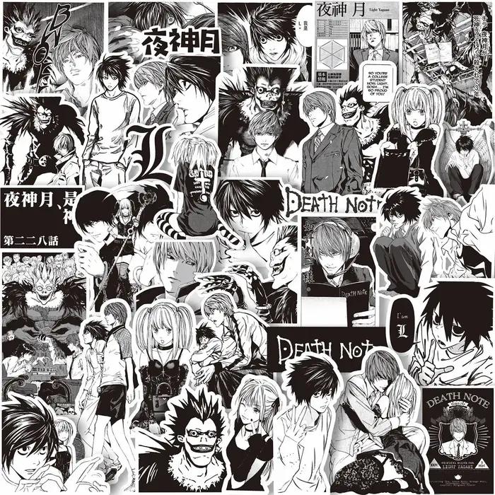 65 pièces Anime Death Note autocollants noir blanc décalcomanies Scrapbook bagages ordinateur portab