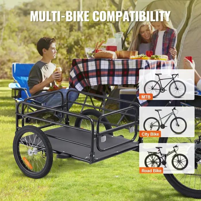 Remorque de vélo pliable 160 lbs avec roues 16" et réflecteurs pour vélos 22"-28" sécurité enfant occasions spéciales sorties en plein air