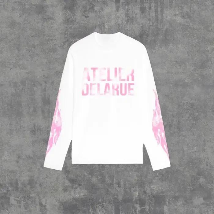 Y2K Harajuku rétro Niche à manches longues imprimé lettre flamme hauts nouvelle mode décontracté confortable Streetwear