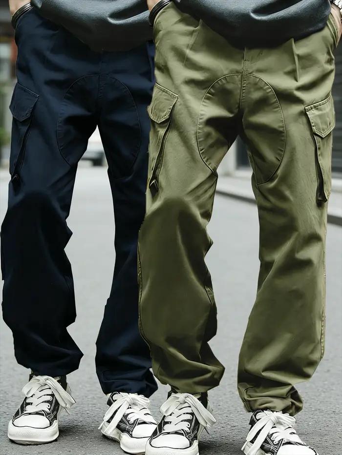 2 pièces de pantalons cargo vintage pour hommes, style marine britannique, 100% coton, toutes saison