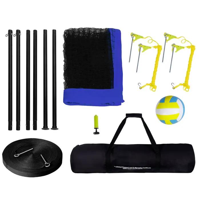 SucceBuy Système de filet de volley-ball extérieur, poteaux en acier à hauteur réglable avec pompe d