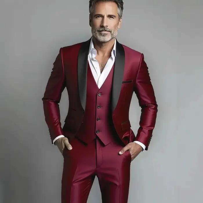 Ensemble trois pièces pour hommes, noir et blanc, pour fête de mariage, grande taille, Blazer, mante