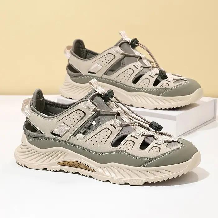 Sandales de plage en cuir pour hommes, chaussures aquatiques à séchage rapide, antidérapantes, pour