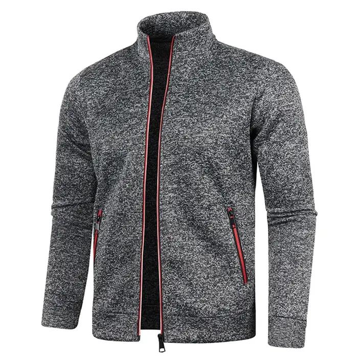 Vestes à glissière pour hommes col montant sweat-shirt extérieur Streetwear manteau décontracté manc