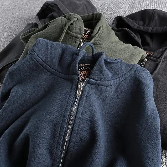 Sweats à capuche en velours épais à manches longues pour hommes, sweats à capuche cardigans décontra