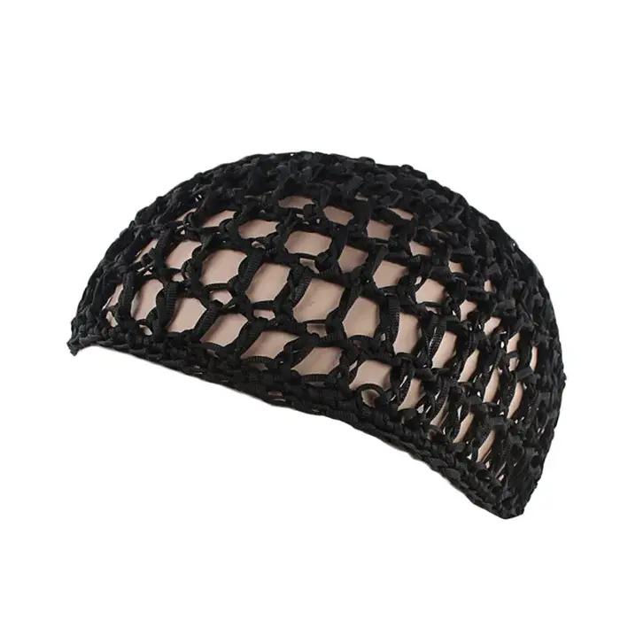 Filet à cheveux en maille pour femmes, bonnets de perruque noirs, bonnet au Crochet fait à la main,