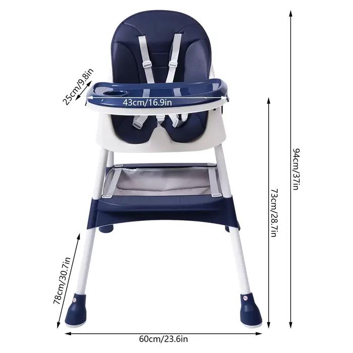 Chaise haute pour bébé à hauteur réglable avec fonction inclinable, avec marchepieds et boucle de sé