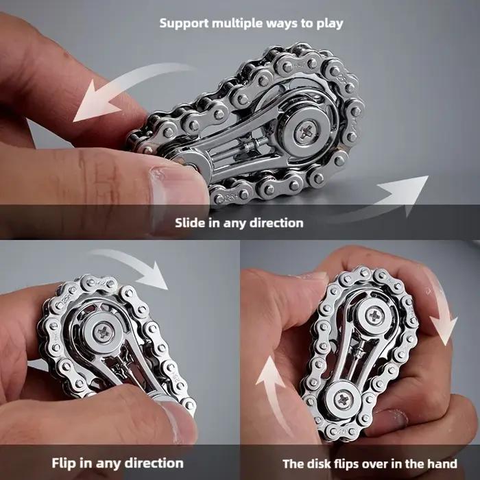 Volant d'inertie mécanique à dents de chaîne, Fidget Spinner, anti-stress, anxiété, chaînes de vélo