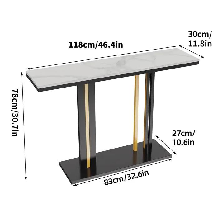 Table console en marbre Bergame délicate, salon, chambre à coucher, canapé long étroit, présentoir d