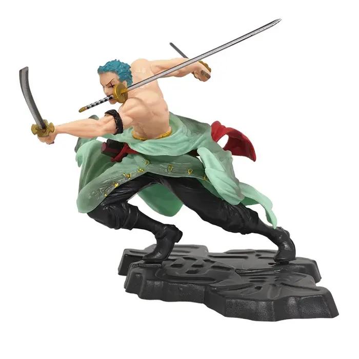 Statuette de Collection Anime Luffy et Zoro avec Trois Lames PVC Modèle Action pour Collectionneurs Occasions Spéciales