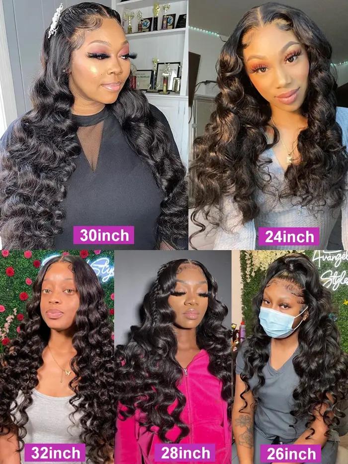 Perruque Lace Front Wig sans colle brésilienne naturelle-At, cheveux ondulés, 13x6, HD, deep water,