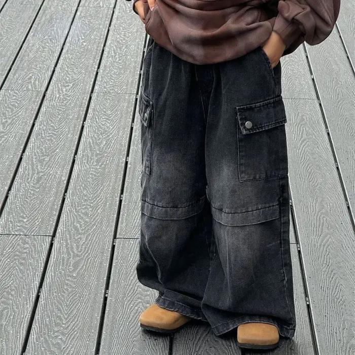 Pantalon rétro UNITIM garçons printemps 2026 - Jean décontracté large denim enfants 2 à 7 ans