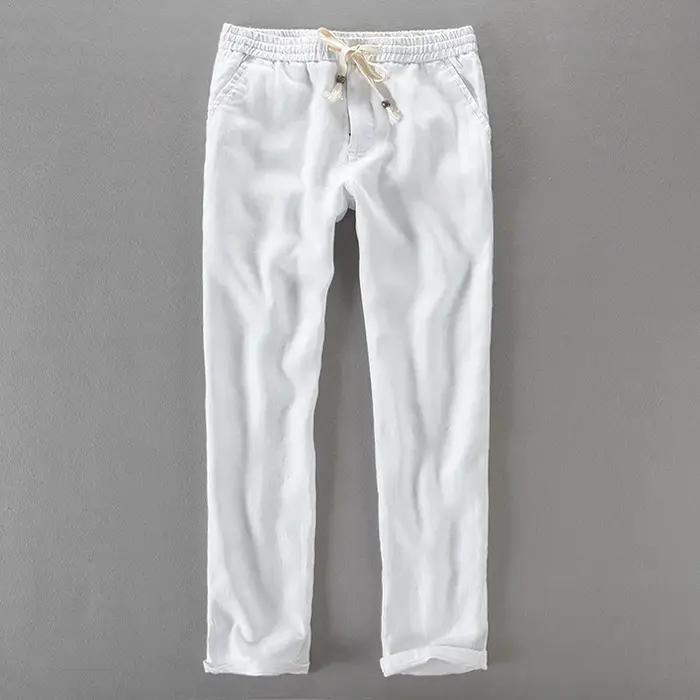 Pantalon large élastique en lin pour homme, style italien, décontracté, grande taille 40, nouvelle c