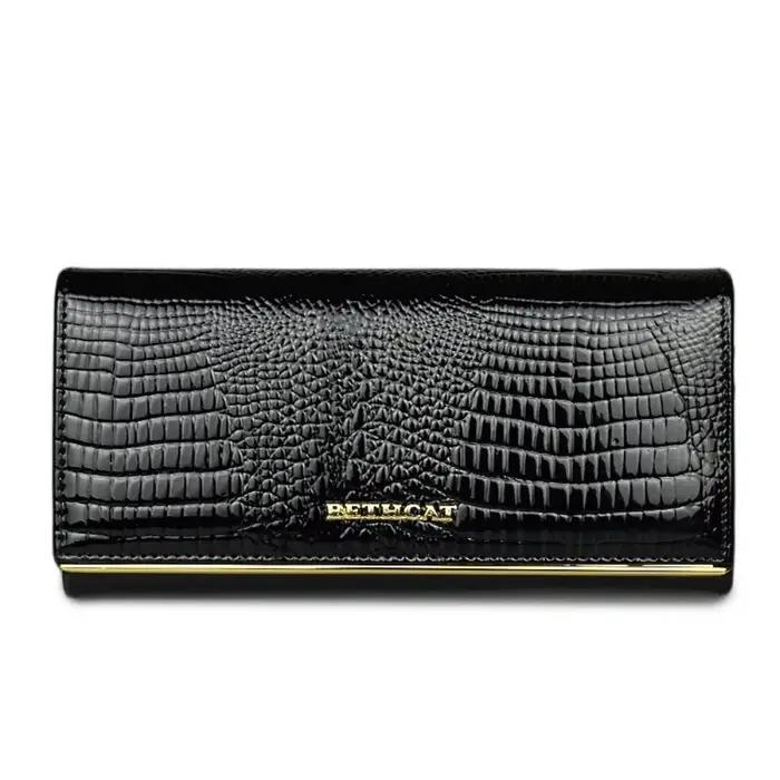 Portefeuille de luxe en cuir véritable pour femmes, motif Crocodile, pochette brevetée, porte-monnai