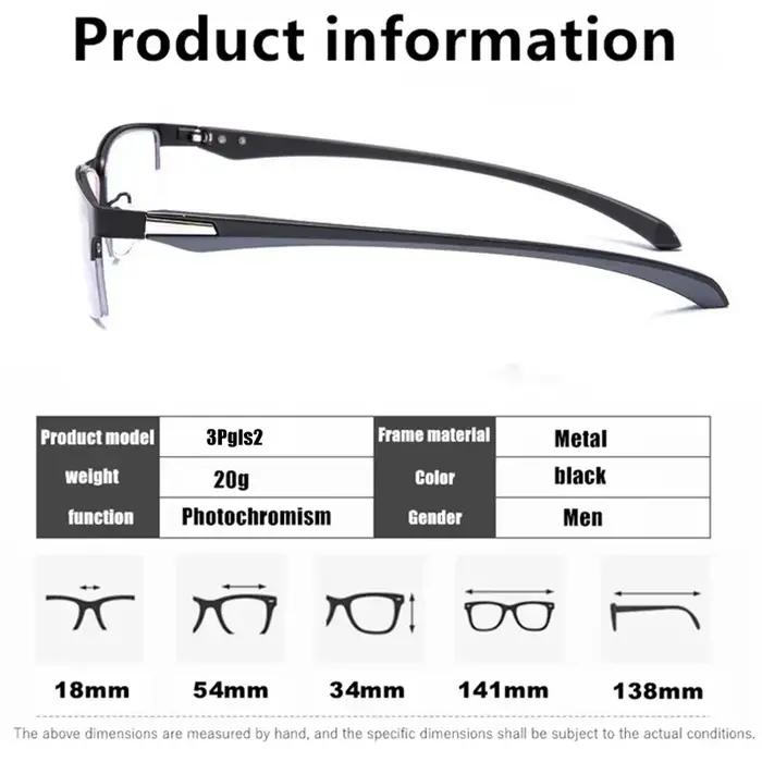 Lunettes de lecture photochromiques multifocales progressives pour hommes, anti-lumière bleue, lunet