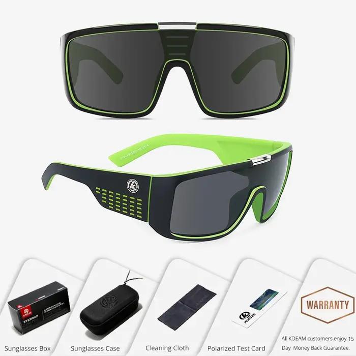 KDEAM-Lunettes de soleil polarisées de grande taille pour homme, cadre une pièce avec étui de protec