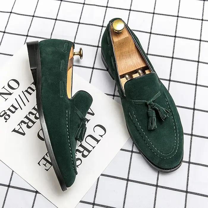 Mocassins d'été en daim à pampilles pour hommes, style italien 2026, souples et de haute qualité, ch