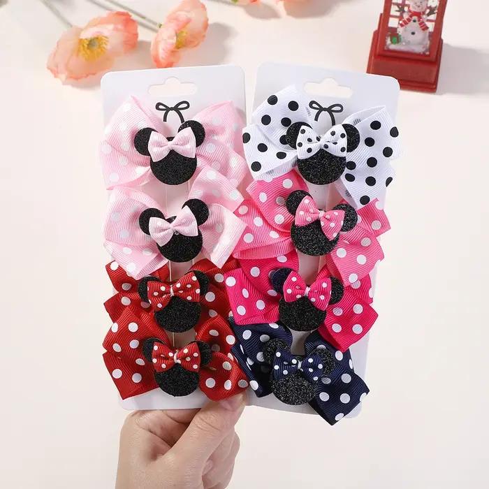 Pinces à cheveux avec nœud à pois pour bébé fille, 4 pièces/lot, épingles à cheveux pour enfants, de