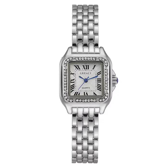 Montres de luxe en strass pour femmes, montre-bracelet à Quartz carrée, Simple, horloge pour dames