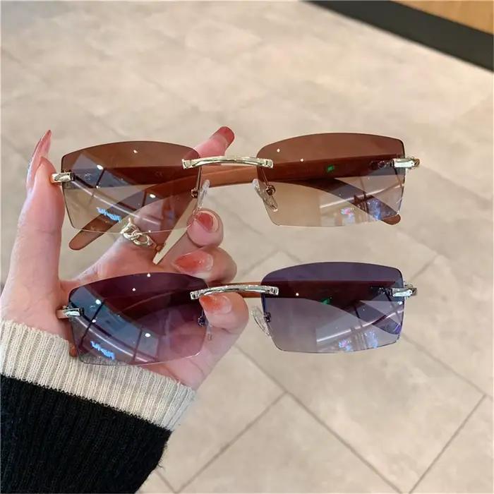 ChimPunk-Lunettes de soleil rectangulaires sans monture pour hommes et femmes, nuances de conduite,