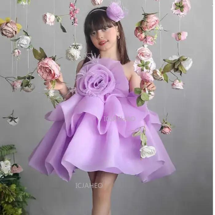Robe de Soirée Lavande pour Enfants, Robe de Cérémonie pour Filles, Robe de Princesse pour Mariage,