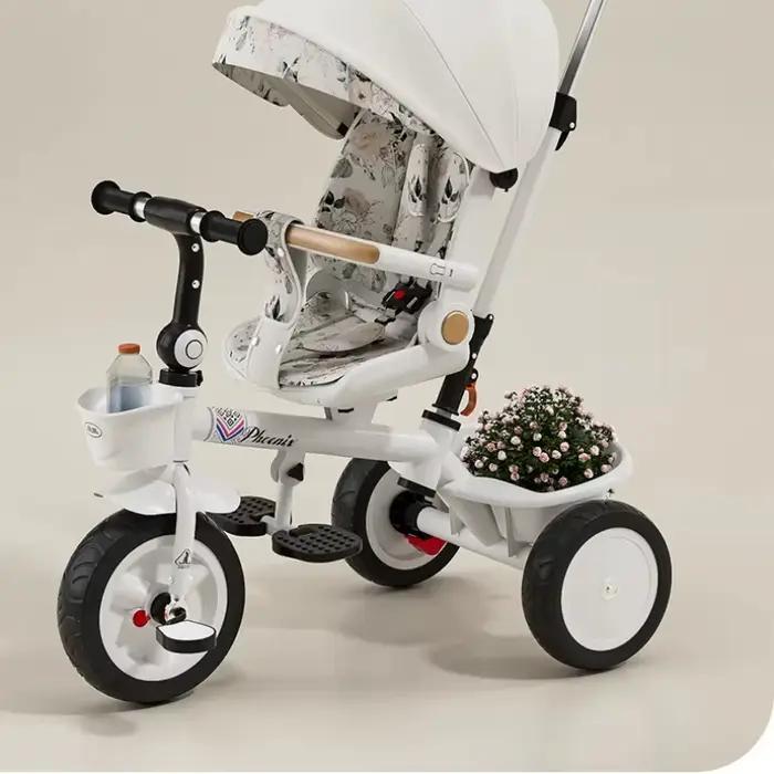 Poussette bébé tricycle pliable pour enfants avec réglage de position allongée deux sens grande poussette vélo pour promenades et voyages famille
