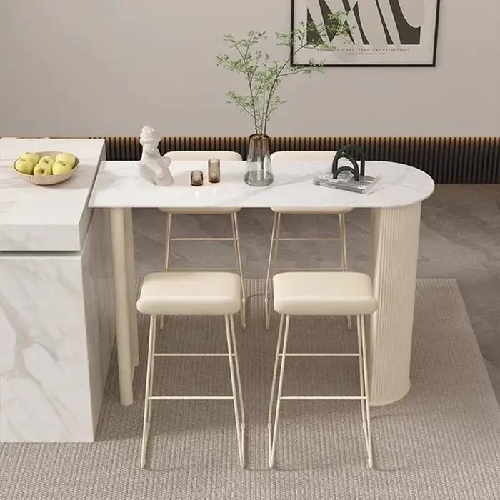 Table De Bar étroite en marbre blanc, minimaliste, Design carré sur pied, Table à manger, Partion Mu
