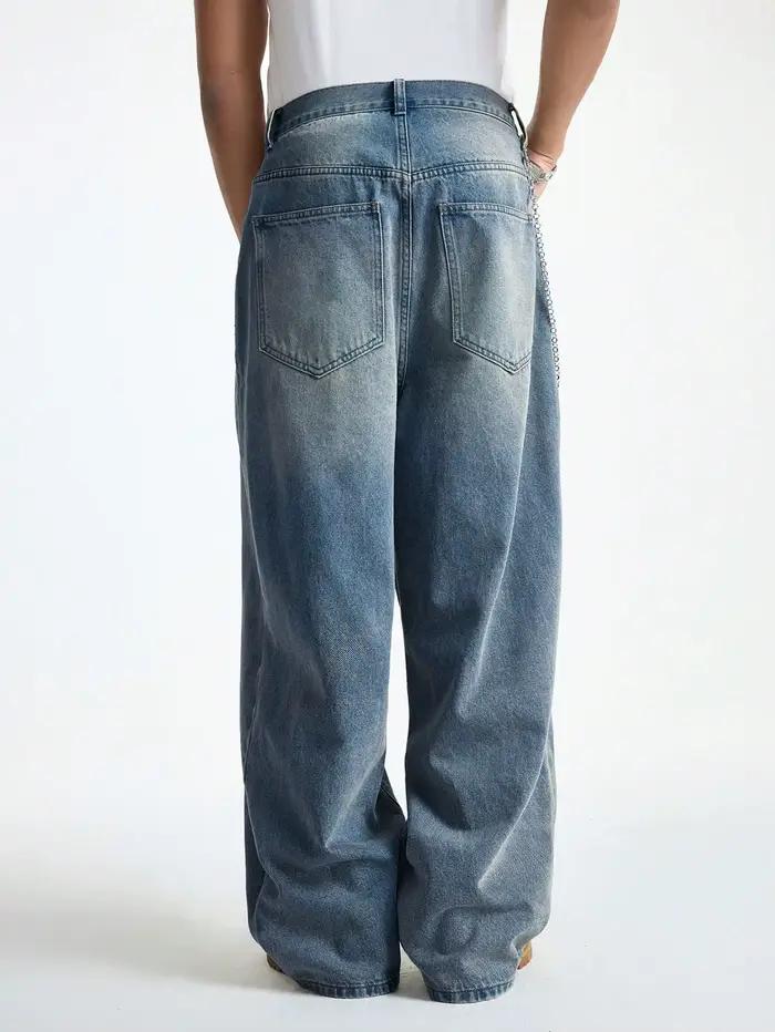 Jean large brossé pour hommes, 1 pièce, jean large Y2K, nouvelles roches, Buggy, pantalon Hip-Hop no