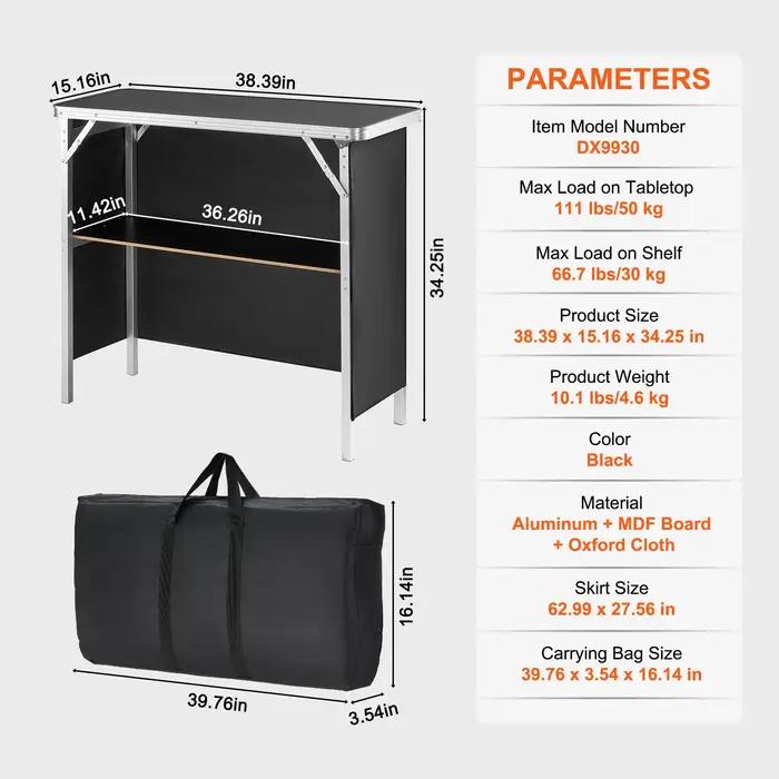 SucceBuy Table de bar pliante et portable, table de podium pour spectacle de pique-nique de fête, co