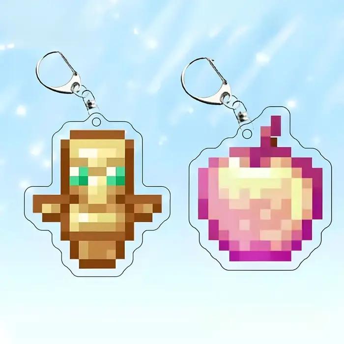 Porte-clés fantaisie enchanté, Totem d'épée en diamant sorcière, modèle de pioche de pomme dorée, jo