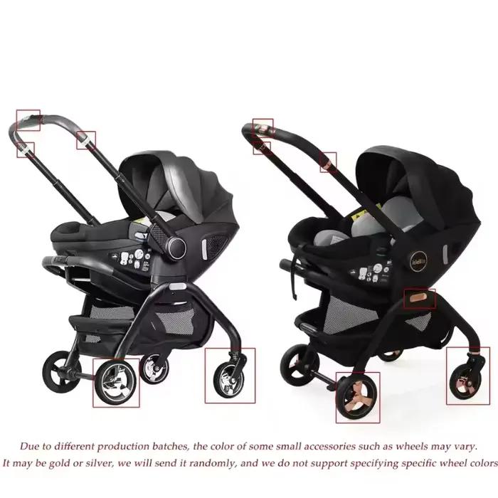 Poussette bébé luxe 4-en-1, légère, pour extérieur, multifonctionnelle, siège auto enfant, pliable e