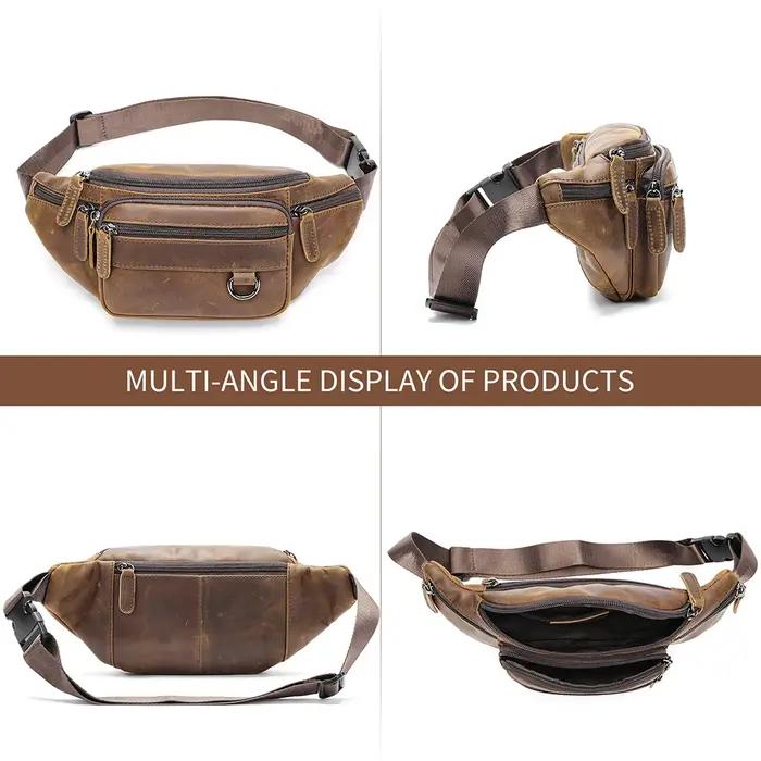 WESTAL-Sacs de ceinture en cuir de cheval en cuir véritable pour hommes, sacs à bandoulière pour tél
