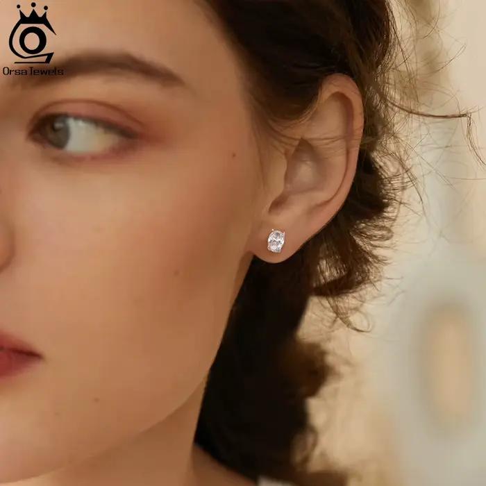 ORSA JEWELS exquis 925 boucles d'oreilles en argent Sterling Zircon pour les femmes brillant 8A Prem