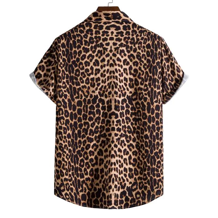Léopard hawaïen Sexy Floral mâle Camisa coupe ajustée à manches courtes fête plage décontracté homme