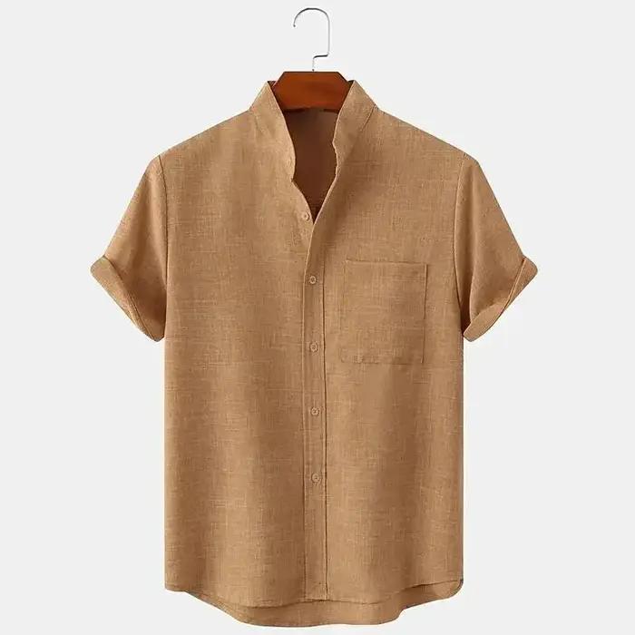 FEGKZLI Chemise en lin 100% coton à manches courtes pour hommes Chemises de plage amples surdimensio