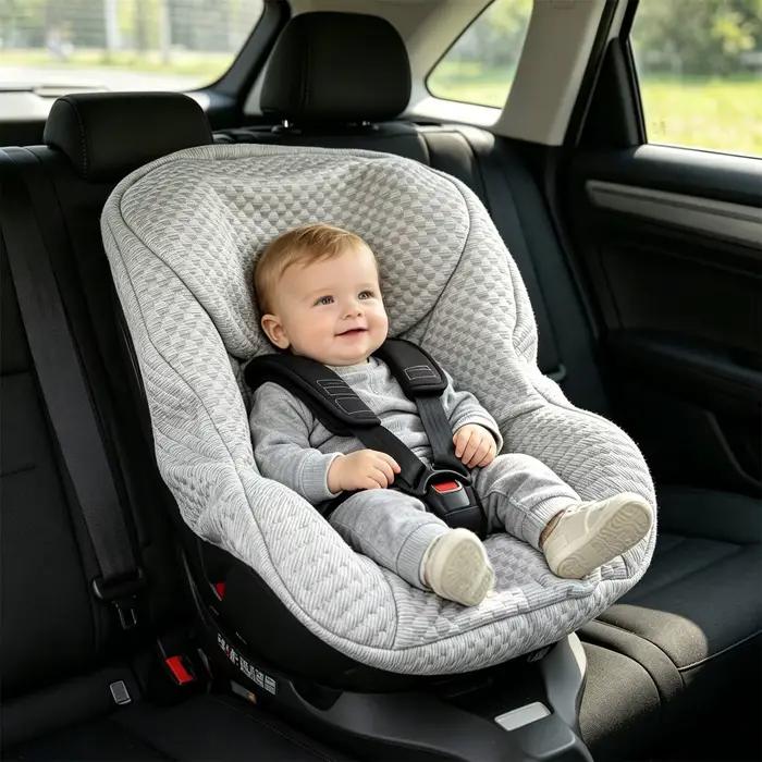 Housse de siège auto douce et confortable pour bébé voitures d'enfants voyage en famille confort et sécurité élégance modernité doublure supplémentaire nettoyage facile usage quotidien longues distances cadeau nouveau-né