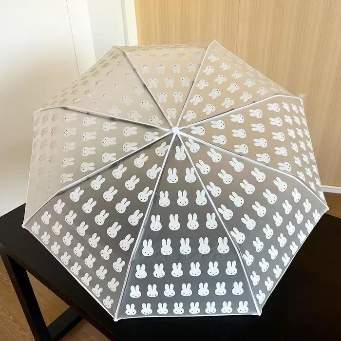 Parapluie Transparent givré Miffy Kawaii, joli parapluie pliable pour étudiants, entièrement automat